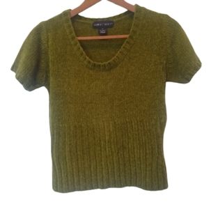 Jamie Scott Vintage Green Short Sleeve Sweater Size Small